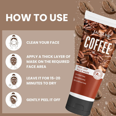 Jaquline USA Coffee Peel Off Face Mask for Men & Women both| Coffee Extract to Remove Tan & Deep Cleansing | Face Mask for Glowing Skin | Dermatologically Tested | 100ml